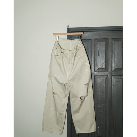 ANCELLM DAMAGE WIDE 5P DENIM PANTS