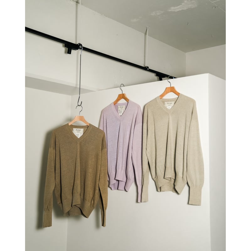 Olde H&Daughter LINEN SILK PLAIN STITCH V NECK