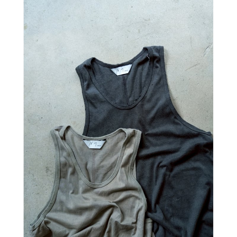ANCELLM / DAMAGE TANK TOP(BLACK)　2 ANCELLM - DAMAGE WAFFLE TANK TOP/BLACK | NapsNote