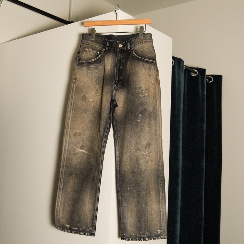 【ANCELLM】DAMAGE DENIM STRAIGHT 5P PANTS ANCELLM P/DAMAGE DENIM STRAIGHT 5P PANTS | Must