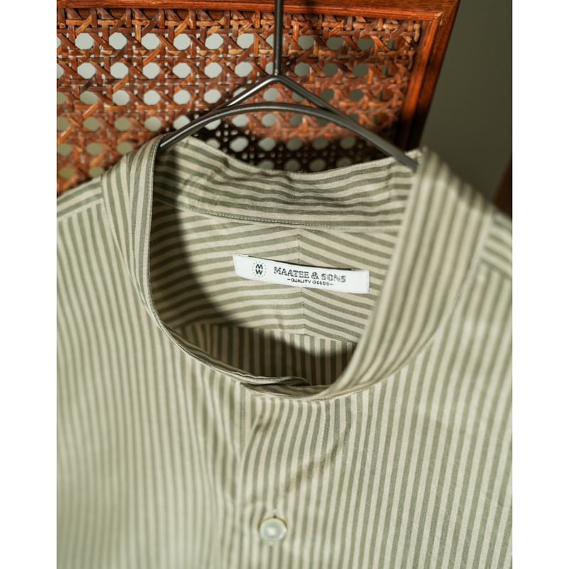 MAATEE&SONS Si/C STRIPE BAND COLLAR SHIRTS | Mu