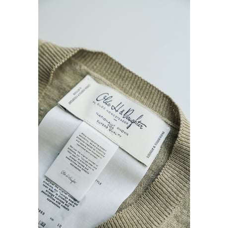 Olde H&Daughter LINEN SILK PLAIN STITCH V NECK L/S