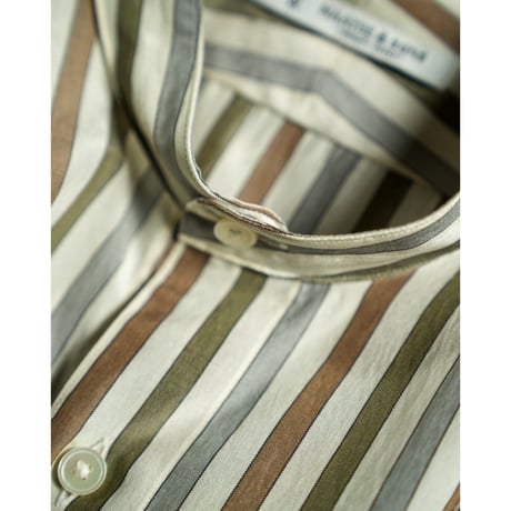 MAATEE&SONS Si/C STRIPE BAND COLLAR SHIRTS