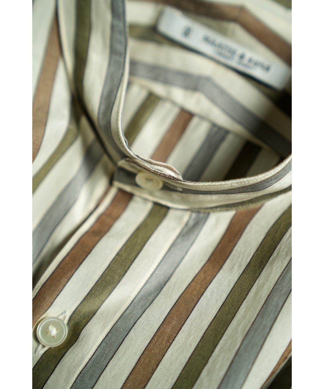 MAATEE&SONS Si/C STRIPE BAND COLLAR SHIRTS | Mu