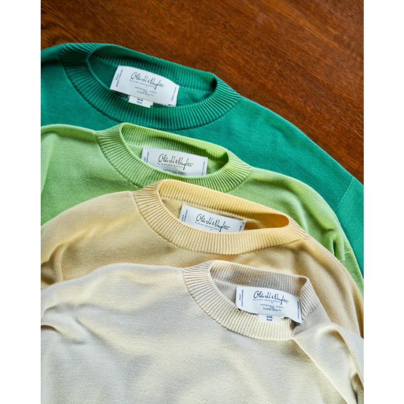 トップス Olde H & Daughter SILK PLAIN CREW NECK Olde H & Daughter SILK PLAIN STITCH CREW NECK P