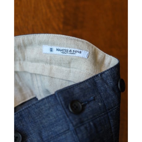 MAATEE&SONS FRENCH WORK PANTS "MILITARY SHAMBRAY"
