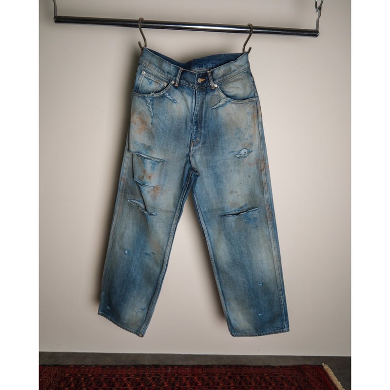 ANCELLM CRASH SELVEDGE DENIM STRAIGHT 5P PANTS