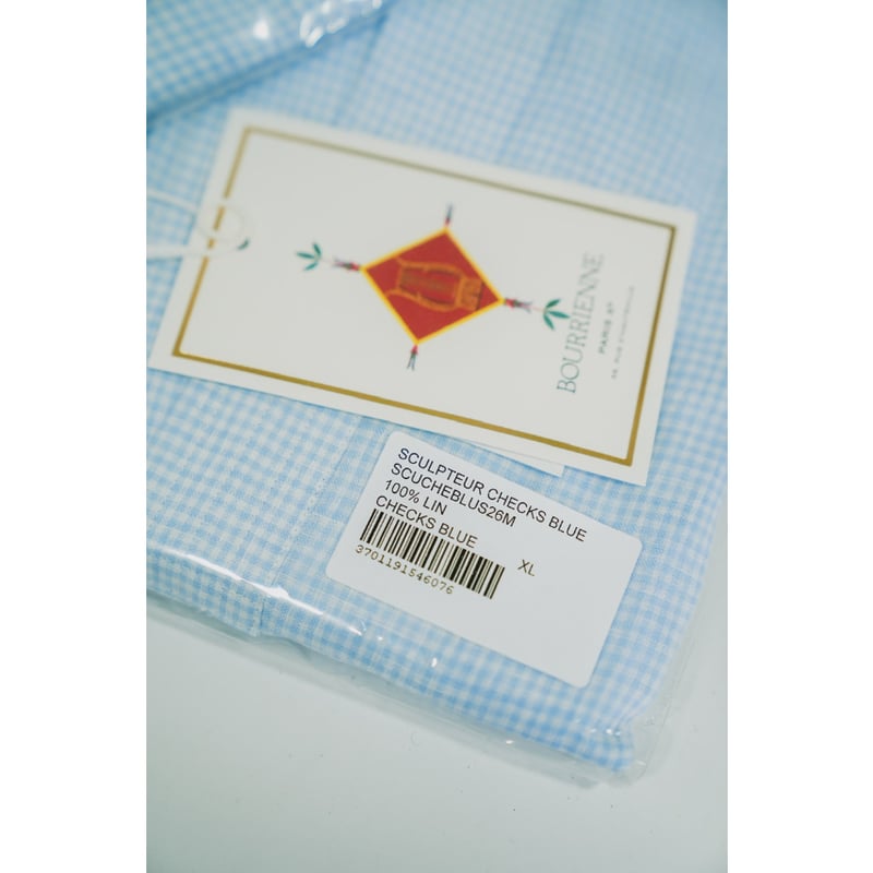 Bourrienne Paris X Ex. SCULPTEUR LIN CHECKS BLU