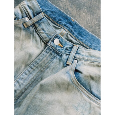 ANCELLM CRASH MIDDLE STRAIGHT 5P DENIM PANTS