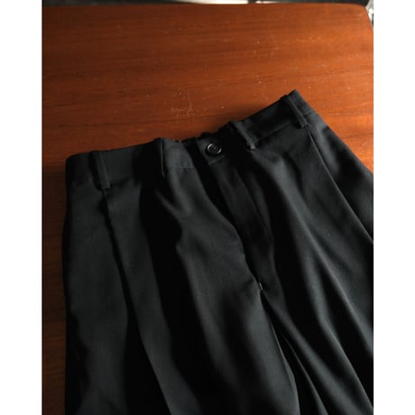 nonnotte Wool Gabardine Draping Crotch Box Pleats Trousers