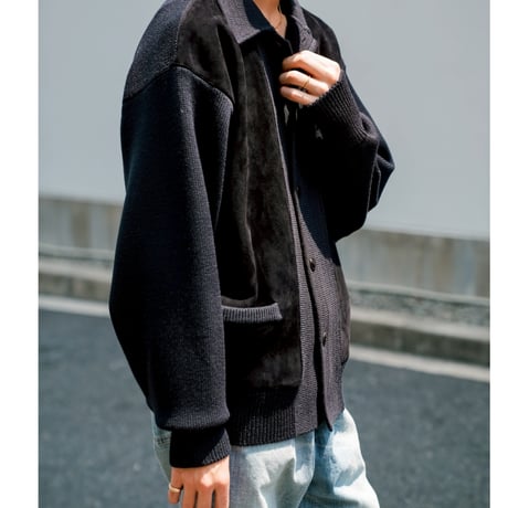 Olde H & Daughter Ex. WORSTED WOOL / SHEEP SUEDE COMBINATION JACKET