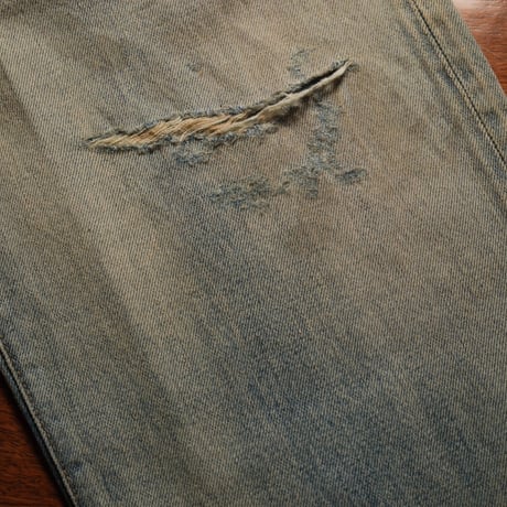 ANCELLM P/DAMAGE DENIM STRAIGHT 5P PANTS