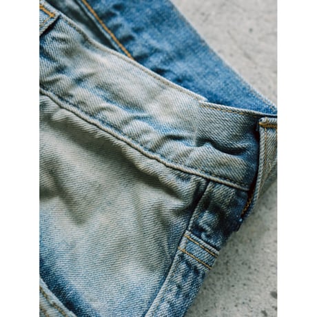 ANCELLM CRASH MIDDLE STRAIGHT 5P DENIM PANTS