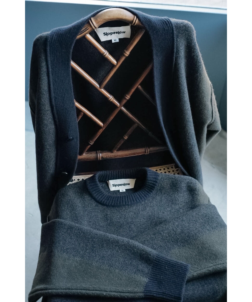 slopeslow Yak Lamb's INTARSIA BICOLOR CARDIGA