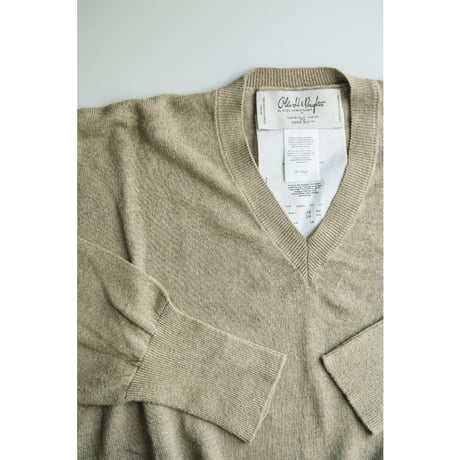 Olde H&Daughter LINEN SILK PLAIN STITCH V NECK L/S