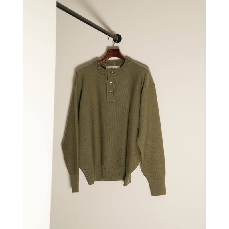 Olde H & Daughter WOOSTED WOOL HENLEY NECK P/O