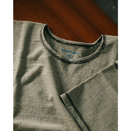 Olde Homesteader "YOUTH" MOIRE STRIPE JERSEY CREW NECK SHORT SLEEVE