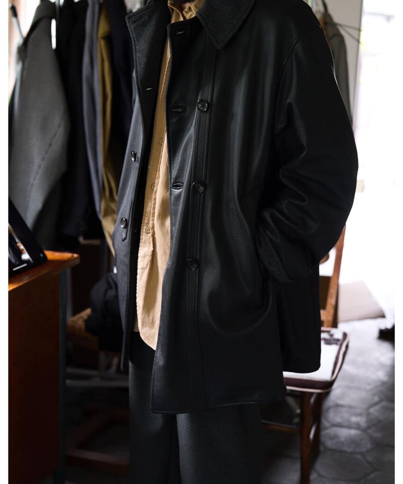 maatee&sons cashmere leather half coat