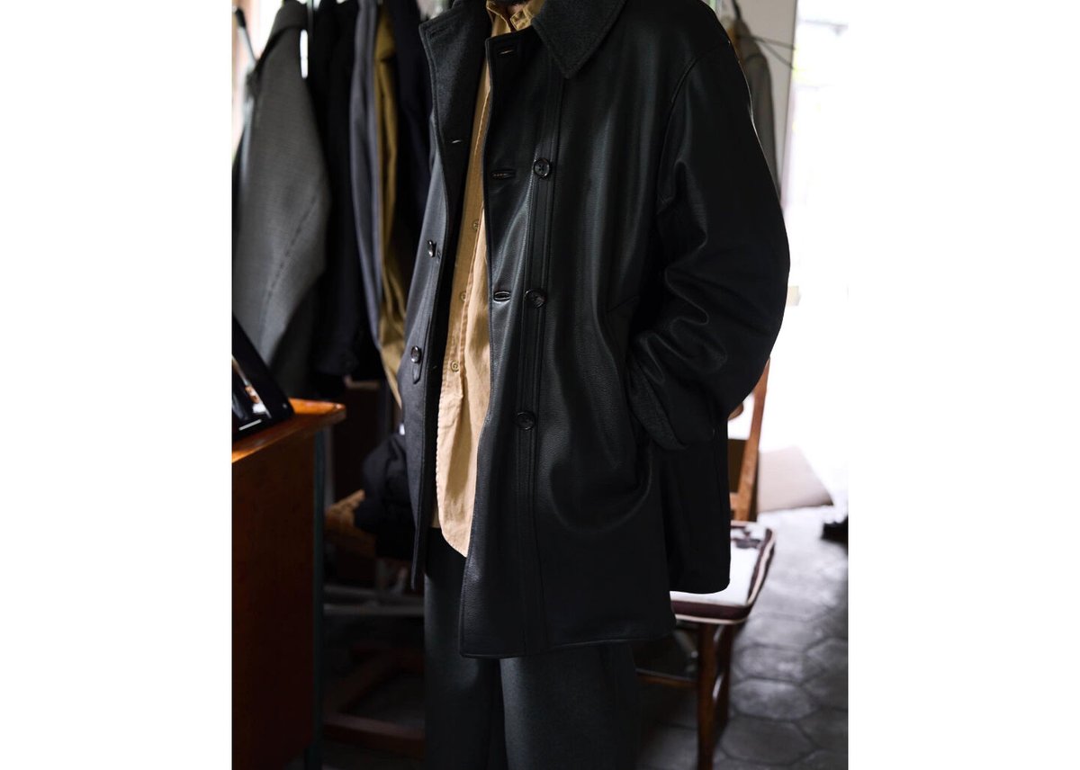 maatee&sons cashmere leather half coat