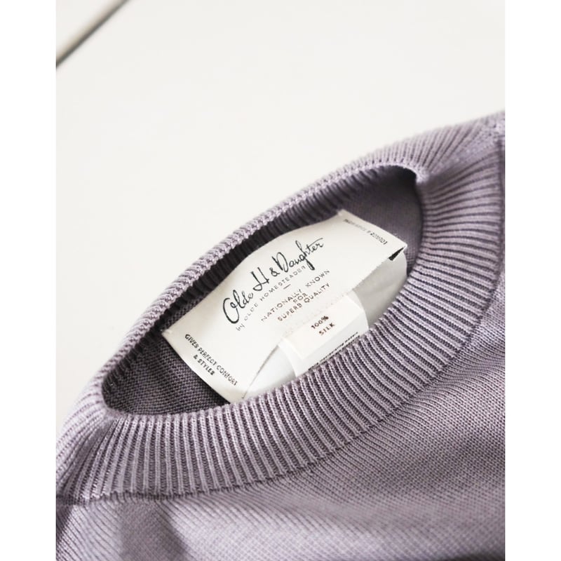 トップス Olde H & Daughter SILK PLAIN CREW NECK Olde H & Daughter SILK PLAIN STITCH CREW NECK P
