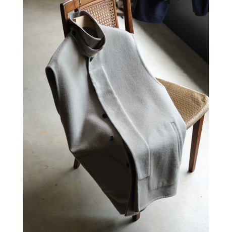 nonnotte Cashmere Rever Melton Draping Long Gilet