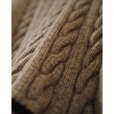 slopeslow Camel Cashmere CABLE HAND KNITTING CRICKET SWEATER