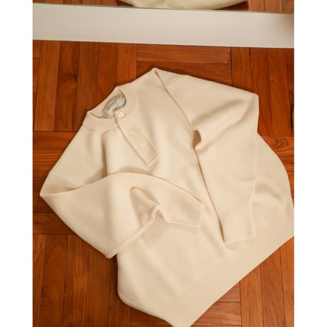 Olde H & Daughter WOOSTED WOOL HENLEY NECK P/O