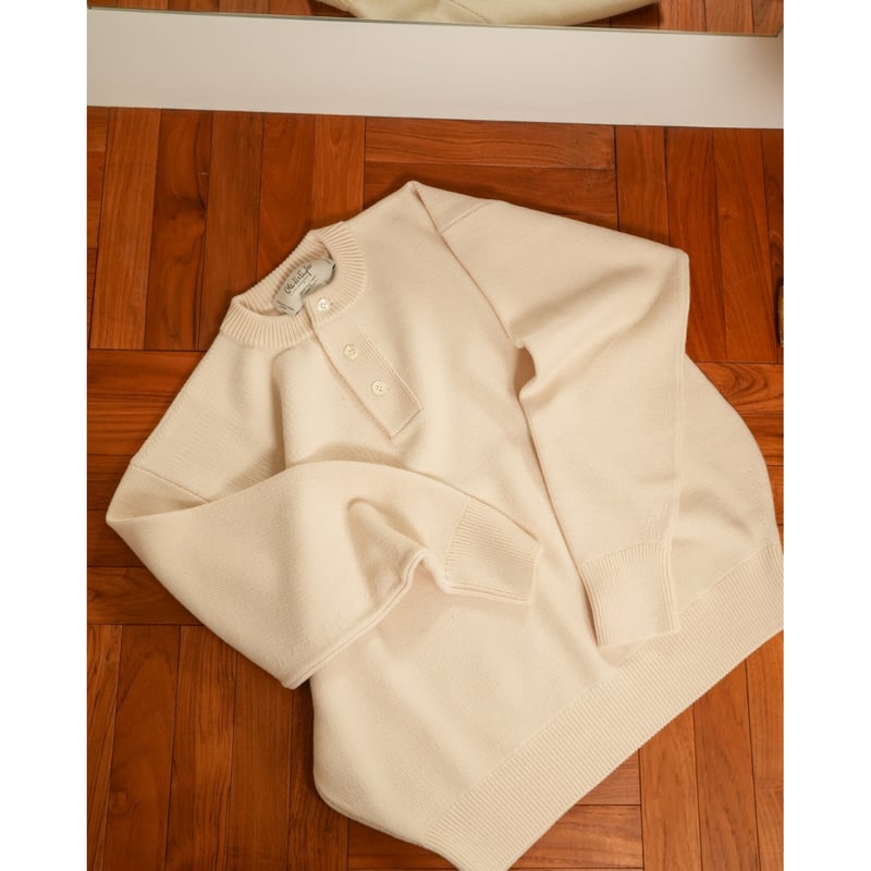 Olde H & Daughter WOOSTED WOOL HENLEY NECK P/O