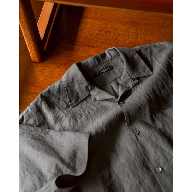MAATEE&SONS FINE HEMP S/S OPEN COLLAR SHART | M