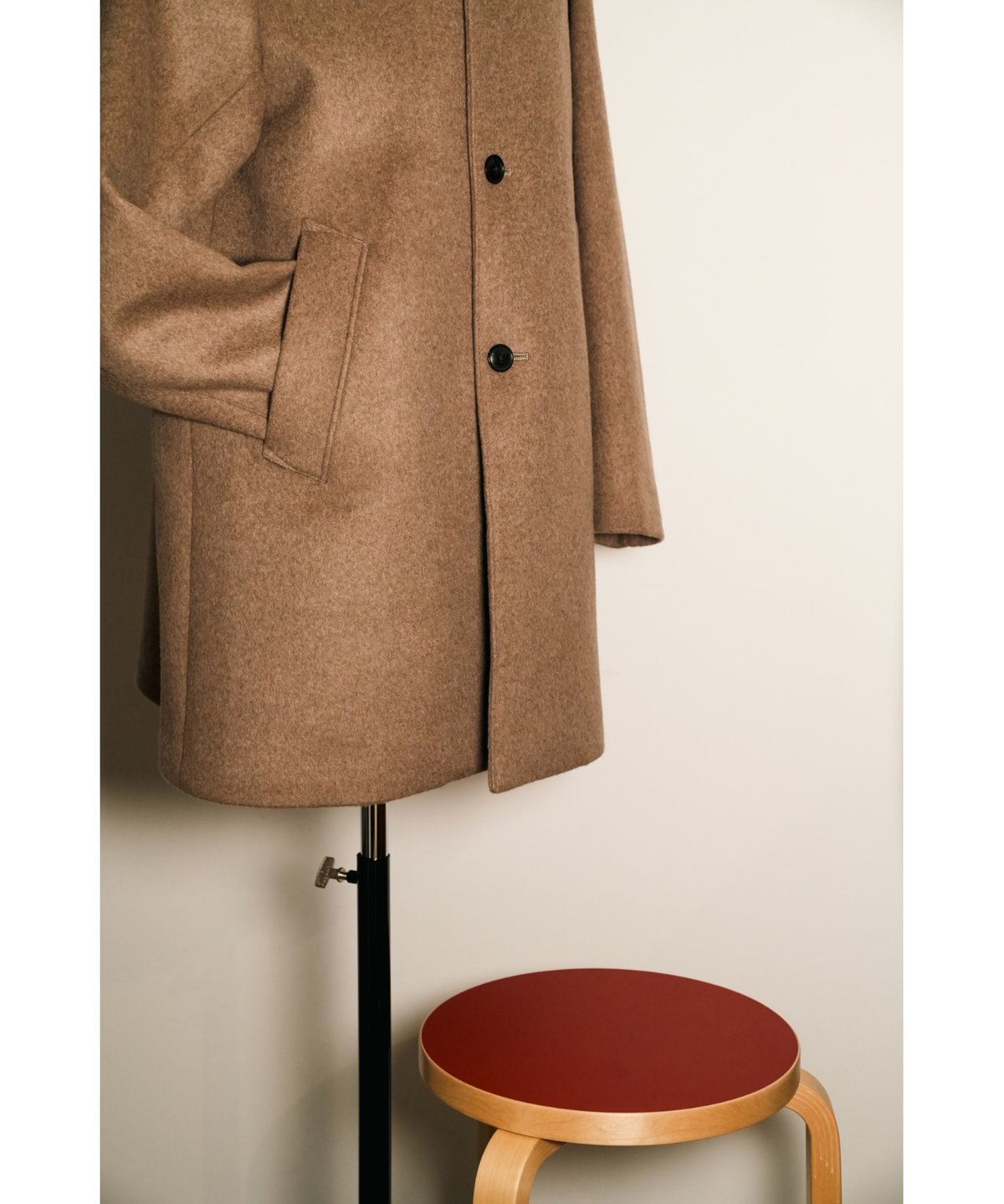MAATEE&SONS CASHMERE/MINK BAL COLLAR HALF COAT