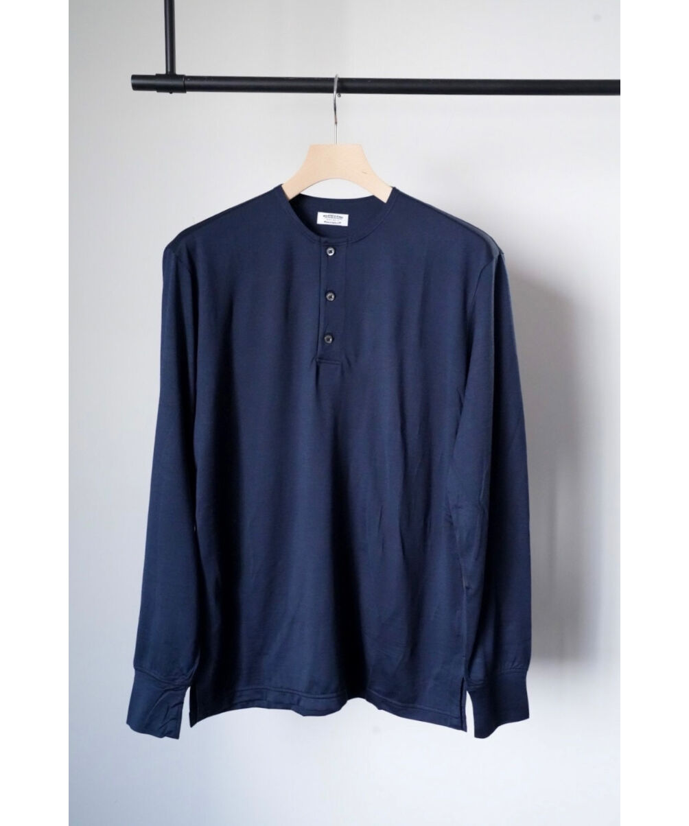MAATEE&SONS 240/2 SILK PIQUE HENRY TEE L/S | Mu