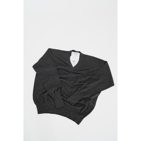 Olde H&Daughter LINEN SILK PLAIN STITCH V NECK L/S