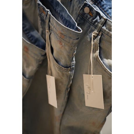 ANCELLM AGING SELVEDGE SHOECUT 5P DENIM PANTS USED