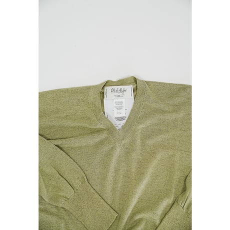 Olde H&Daughter LINEN SILK PLAIN STITCH V NECK L/S