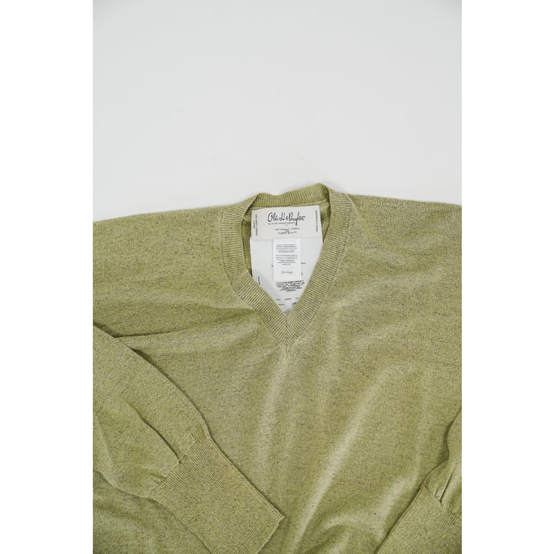 トップス LINEN SILK PLAIN STITCH V NECK C/D Olde H&Daughter LINEN SILK PLAIN STITCH V NECK