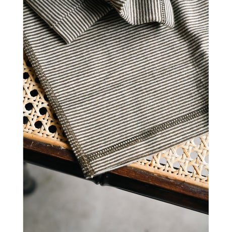 Olde Homesteader "YOUTH" MOIRE STRIPE JERSEY TURTLE NECK LONG SLEEVE