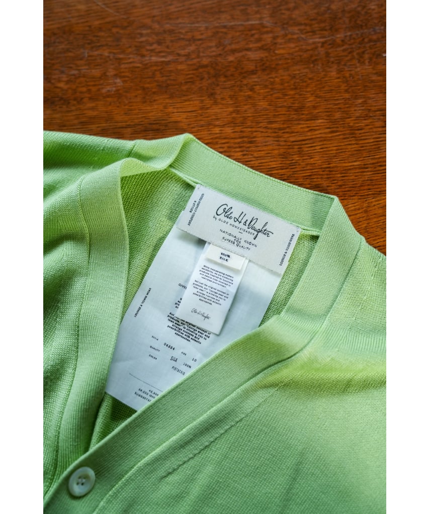 トップス Olde H & Daughter SILK CARDIGAN Olde Homesteader & Daughter Silk Plain Stitch V Neck