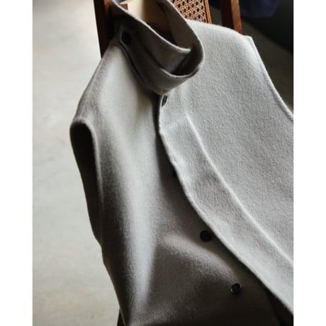 nonnotte Cashmere Rever Melton Draping Long Gilet