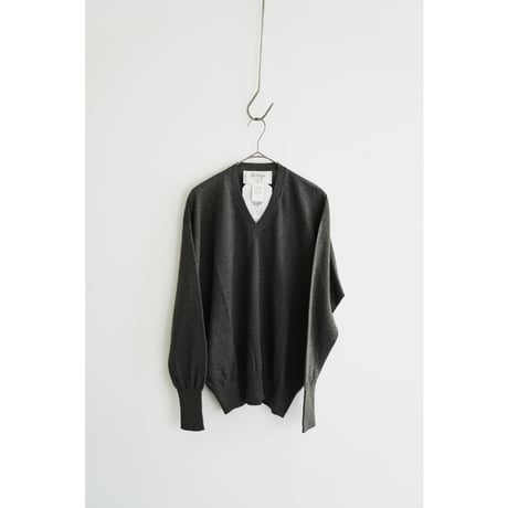 Olde H&Daughter LINEN SILK PLAIN STITCH V NECK L/S