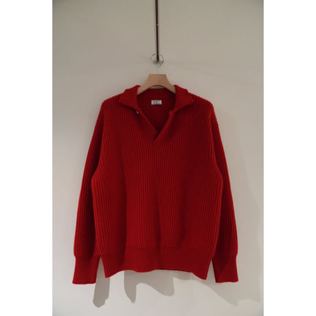MAATEE&SONS CASHMERE LOW GAUGE POLO SKIPPER SWEATER