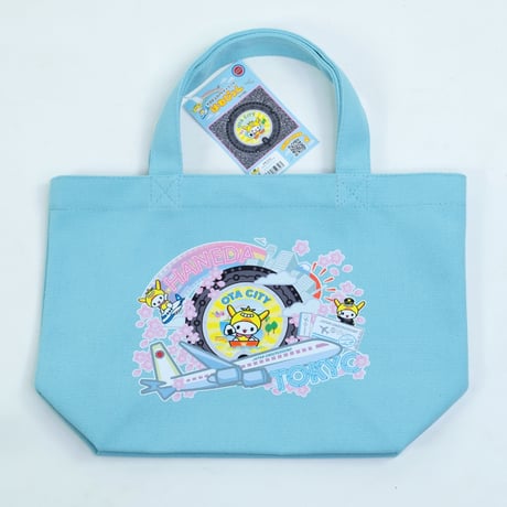 東京都大田区 マンホールミニトートバッグ（はねぴょん）スカイブルー