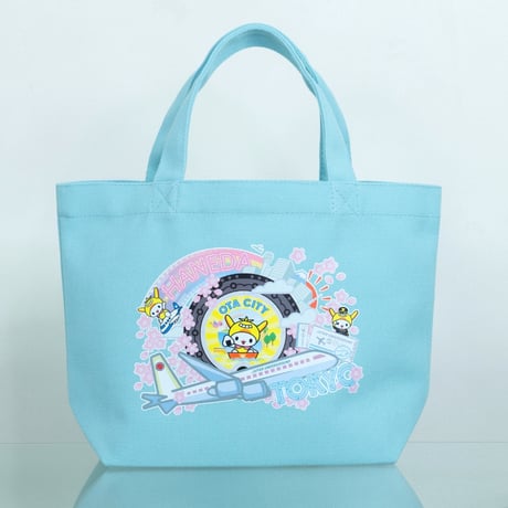 東京都大田区 マンホールミニトートバッグ（はねぴょん）スカイブルー