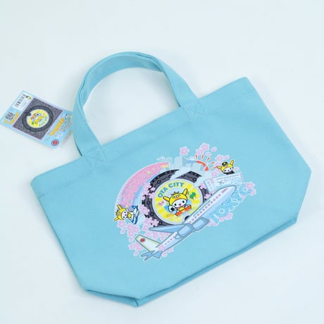 東京都大田区 マンホールミニトートバッグ（はねぴょん）スカイブルー