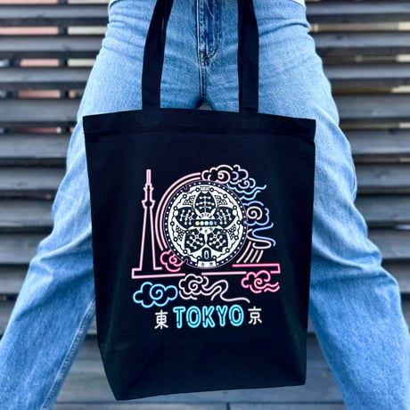 東京都 マンホールトートバッグ（ネオン）ブラック