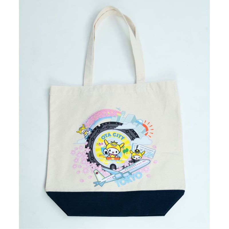 東京都大田区 マンホールトートバッグ（はねぴょん）ナチュラル