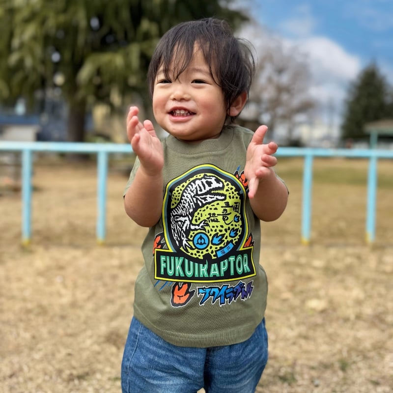 勝山市 マンホールTシャツ（フクイラプトル）キッズサイズ | JAPAN