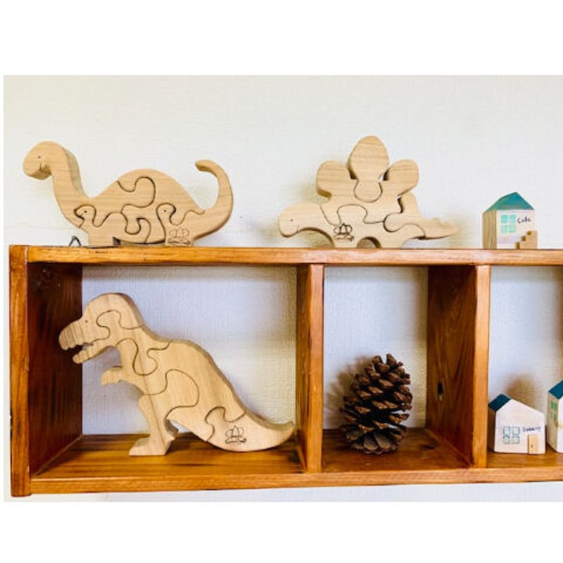 組木恐竜3点セットA（ティラノサウルス・親子のブロント