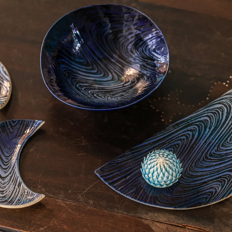 陶芸　手作り陶器　しのぎとびかんな柄壷 陶芸 手作り陶器 しのぎとびかんな柄壷 陶芸 手作り陶器 しのぎ