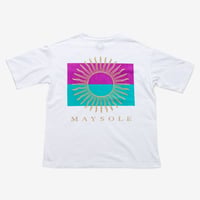 MAYSOLE ロゴ B/P ポケット付き Tシャツ PURPLE / TURQUOISE