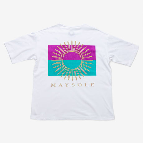 MAYSOLE ロゴ B/P ポケット付き Tシャツ PURPLE / TURQUOISE